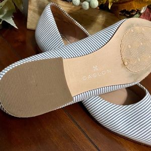 Caslon blue and white stripes flats .